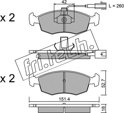 Fri.Tech. 283.1 - Тормозные колодки, дисковые, комплект autospares.lv