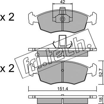 Fri.Tech. 283.3 - Тормозные колодки, дисковые, комплект autospares.lv