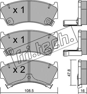 Fri.Tech. 287.0 - Тормозные колодки, дисковые, комплект autospares.lv