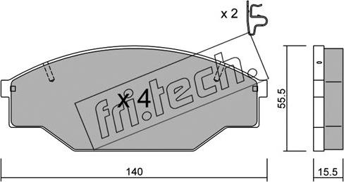 Fri.Tech. 236.0 - Тормозные колодки, дисковые, комплект autospares.lv