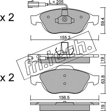 Fri.Tech. 229.0 - Тормозные колодки, дисковые, комплект autospares.lv