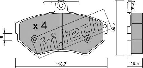 Fri.Tech. 224.0 - Тормозные колодки, дисковые, комплект autospares.lv