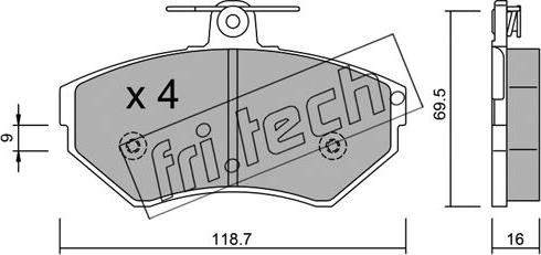 Fri.Tech. 224.1 - Тормозные колодки, дисковые, комплект autospares.lv