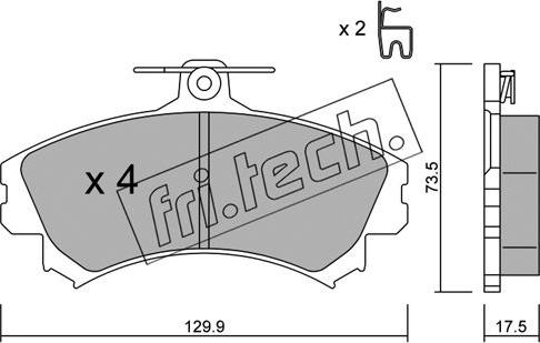 Fri.Tech. 225.1 - Тормозные колодки, дисковые, комплект autospares.lv