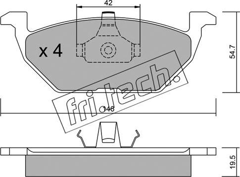 Fri.Tech. 220.0 - Тормозные колодки, дисковые, комплект autospares.lv