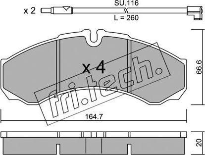 Fri.Tech. 221.7W - Тормозные колодки, дисковые, комплект autospares.lv