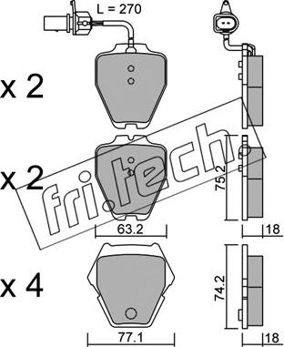 Fri.Tech. 790.1 - Тормозные колодки, дисковые, комплект autospares.lv