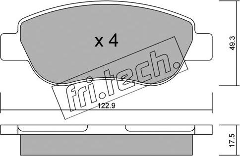 Fri.Tech. 797.0 - Тормозные колодки, дисковые, комплект autospares.lv