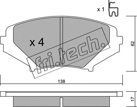 Fri.Tech. 748.0 - Тормозные колодки, дисковые, комплект autospares.lv