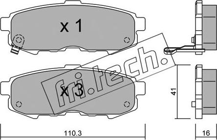 Fri.Tech. 751.0 - Тормозные колодки, дисковые, комплект autospares.lv