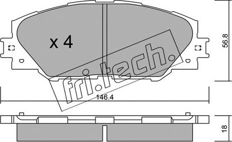 Fri.Tech. 764.0 - Тормозные колодки, дисковые, комплект autospares.lv