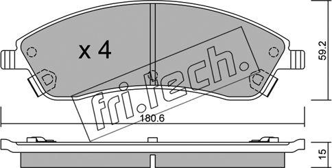 Fri.Tech. 715.0 - Тормозные колодки, дисковые, комплект autospares.lv