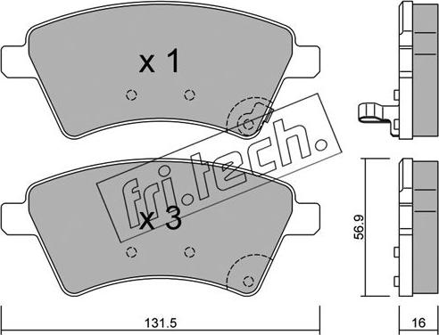 Fri.Tech. 718.0 - Тормозные колодки, дисковые, комплект autospares.lv