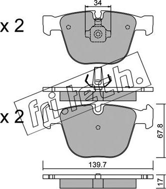 Fri.Tech. 789.0 - Тормозные колодки, дисковые, комплект autospares.lv