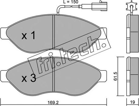 Fri.Tech. 724.0 - Тормозные колодки, дисковые, комплект autospares.lv