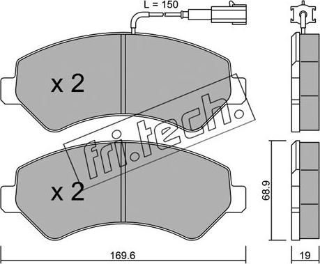 Fri.Tech. 725.1 - Тормозные колодки, дисковые, комплект autospares.lv