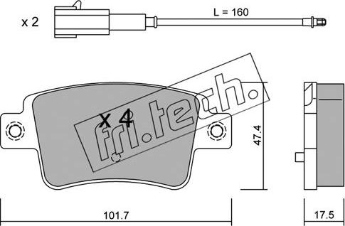 Fri.Tech. 721.1 - Тормозные колодки, дисковые, комплект autospares.lv