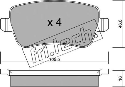 Fri.Tech. 722.0 - Тормозные колодки, дисковые, комплект autospares.lv