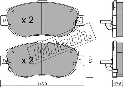 Fri.Tech. 772.0 - Тормозные колодки, дисковые, комплект autospares.lv