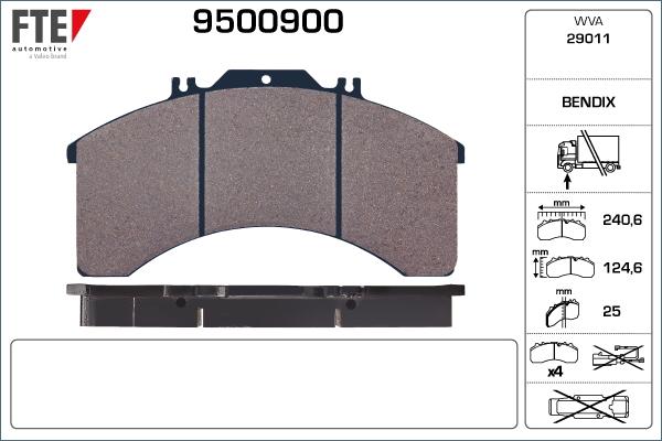 FTE 9500900 - Тормозные колодки, дисковые, комплект autospares.lv