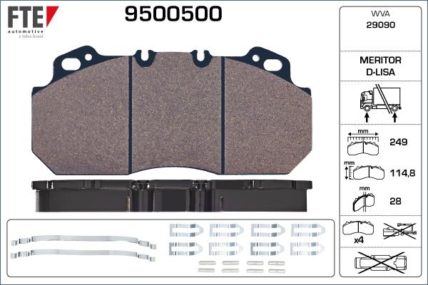 FTE 9500500 - Тормозные колодки, дисковые, комплект autospares.lv
