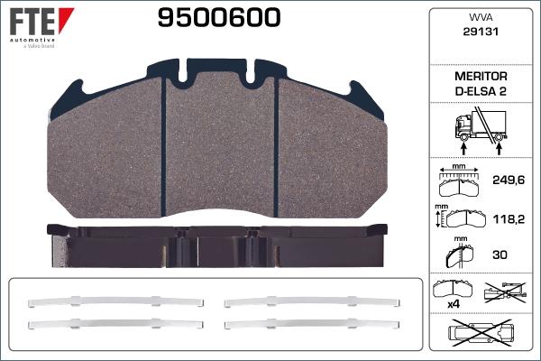FTE 9500600 - Тормозные колодки, дисковые, комплект autospares.lv