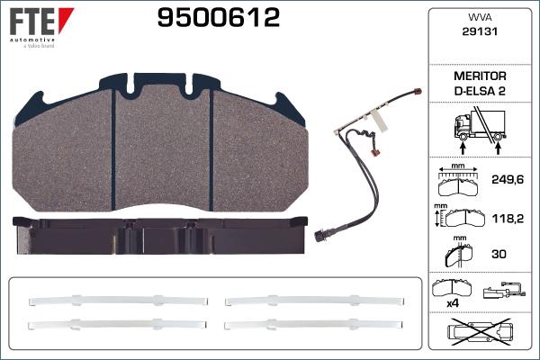 FTE 9500612 - Тормозные колодки, дисковые, комплект autospares.lv