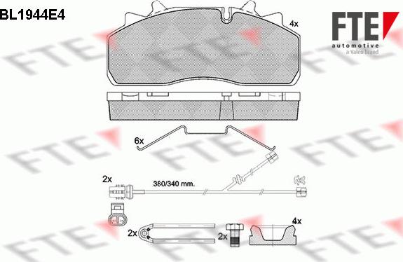 FTE 9500061 - Тормозные колодки, дисковые, комплект autospares.lv