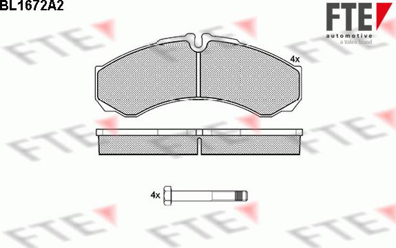 FTE BL1672A2 - Тормозные колодки, дисковые, комплект autospares.lv