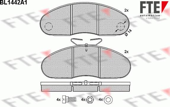 FTE BL1442A1 - Тормозные колодки, дисковые, комплект autospares.lv