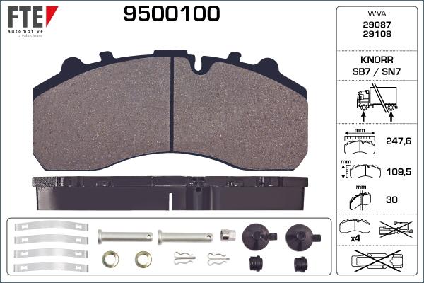 FTE 9500100 - Тормозные колодки, дисковые, комплект autospares.lv