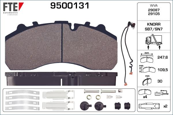 FTE 9500131 - Тормозные колодки, дисковые, комплект autospares.lv
