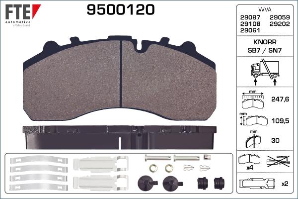 FTE 9500120 - Тормозные колодки, дисковые, комплект autospares.lv