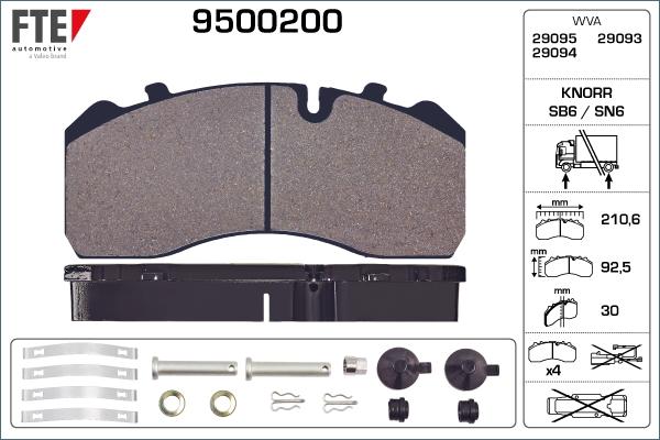 FTE 9500200 - Тормозные колодки, дисковые, комплект autospares.lv