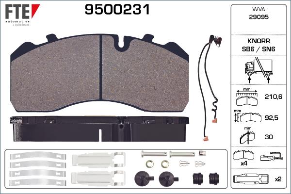 FTE 9500231 - Тормозные колодки, дисковые, комплект autospares.lv