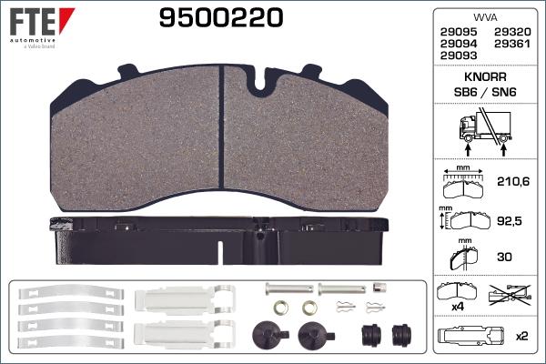 FTE 9500220 - Тормозные колодки, дисковые, комплект autospares.lv