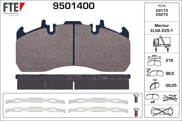 FTE 9501400 - Тормозные колодки, дисковые, комплект autospares.lv