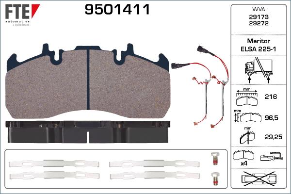 FTE 9501411 - Тормозные колодки, дисковые, комплект autospares.lv