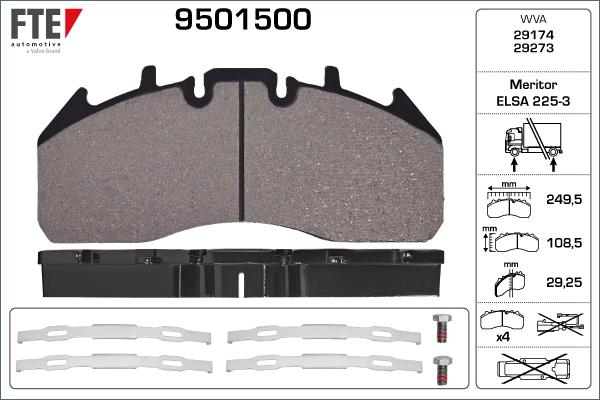 FTE 9501500 - Тормозные колодки, дисковые, комплект autospares.lv