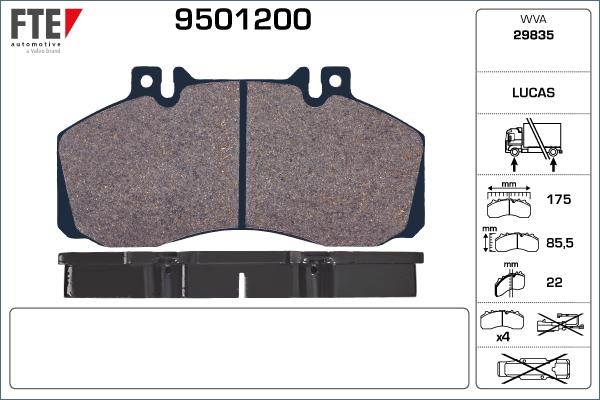 FTE 9501200 - Тормозные колодки, дисковые, комплект autospares.lv
