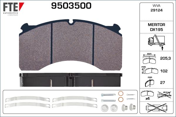 FTE 9503500 - Тормозные колодки, дисковые, комплект autospares.lv