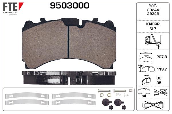 FTE 9503000 - Тормозные колодки, дисковые, комплект autospares.lv