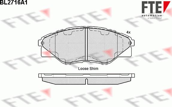 FTE BL2716A1 - Тормозные колодки, дисковые, комплект autospares.lv