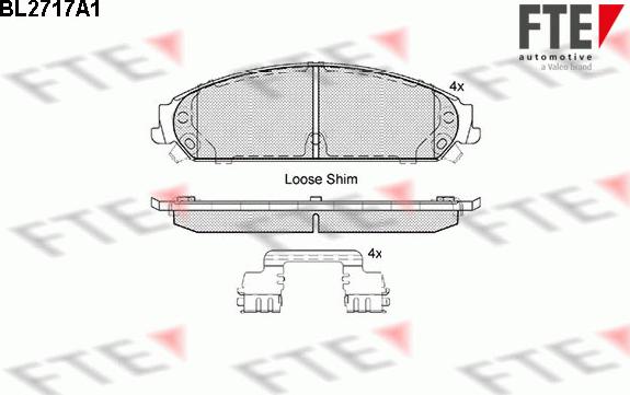 FTE BL2717A1 - Тормозные колодки, дисковые, комплект autospares.lv