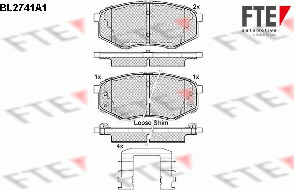 FTE BL2741A1 - Тормозные колодки, дисковые, комплект autospares.lv