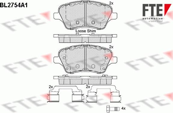 FTE BL2754A1 - Тормозные колодки, дисковые, комплект autospares.lv