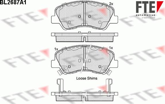 FTE BL2687A1 - Тормозные колодки, дисковые, комплект autospares.lv