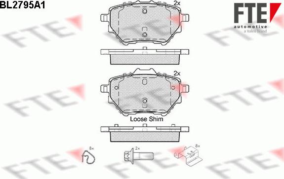 FTE BL2795A1 - Тормозные колодки, дисковые, комплект autospares.lv