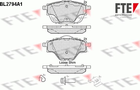 FTE BL2794A1 - Тормозные колодки, дисковые, комплект autospares.lv