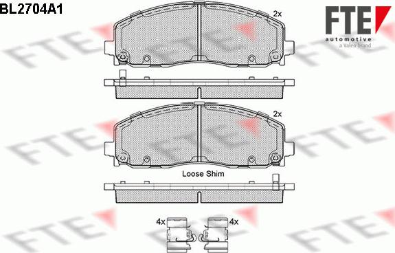 FTE BL2704A1 - Тормозные колодки, дисковые, комплект autospares.lv